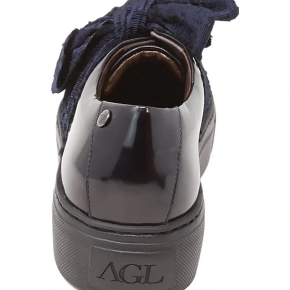 COPY - AGL ATTILIO GIUSTI LEOMBRUNI, NAVY BOW platform slipon sneaker 38.5/8.5